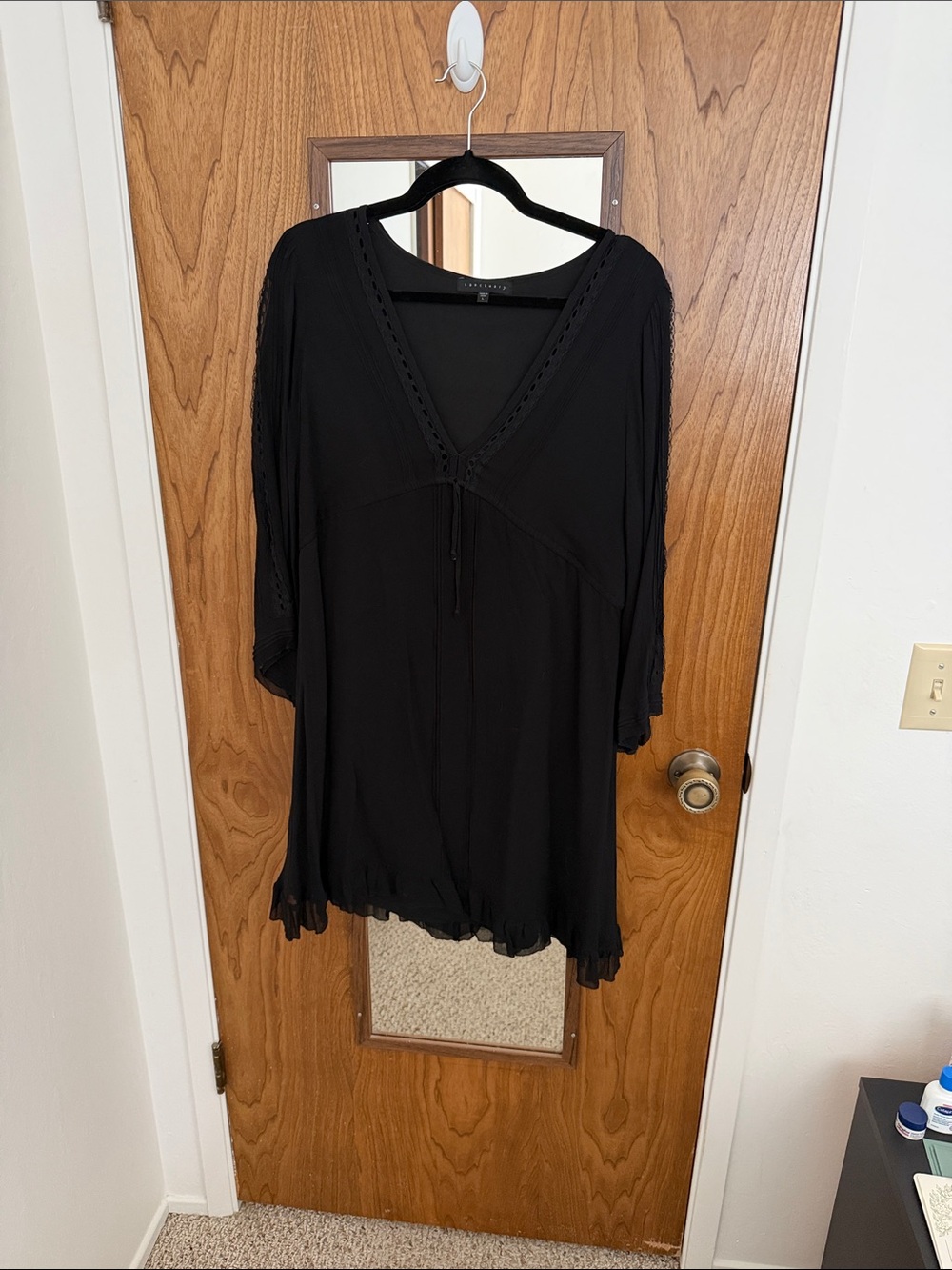 Sanctuary Black V-Neck Crochet-Trim Tunic